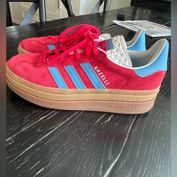 Adidas Originals Gazelle Bold Women's Sneaker in Active Pink/Gum/Blue Size 8 - Picture 12 of 14